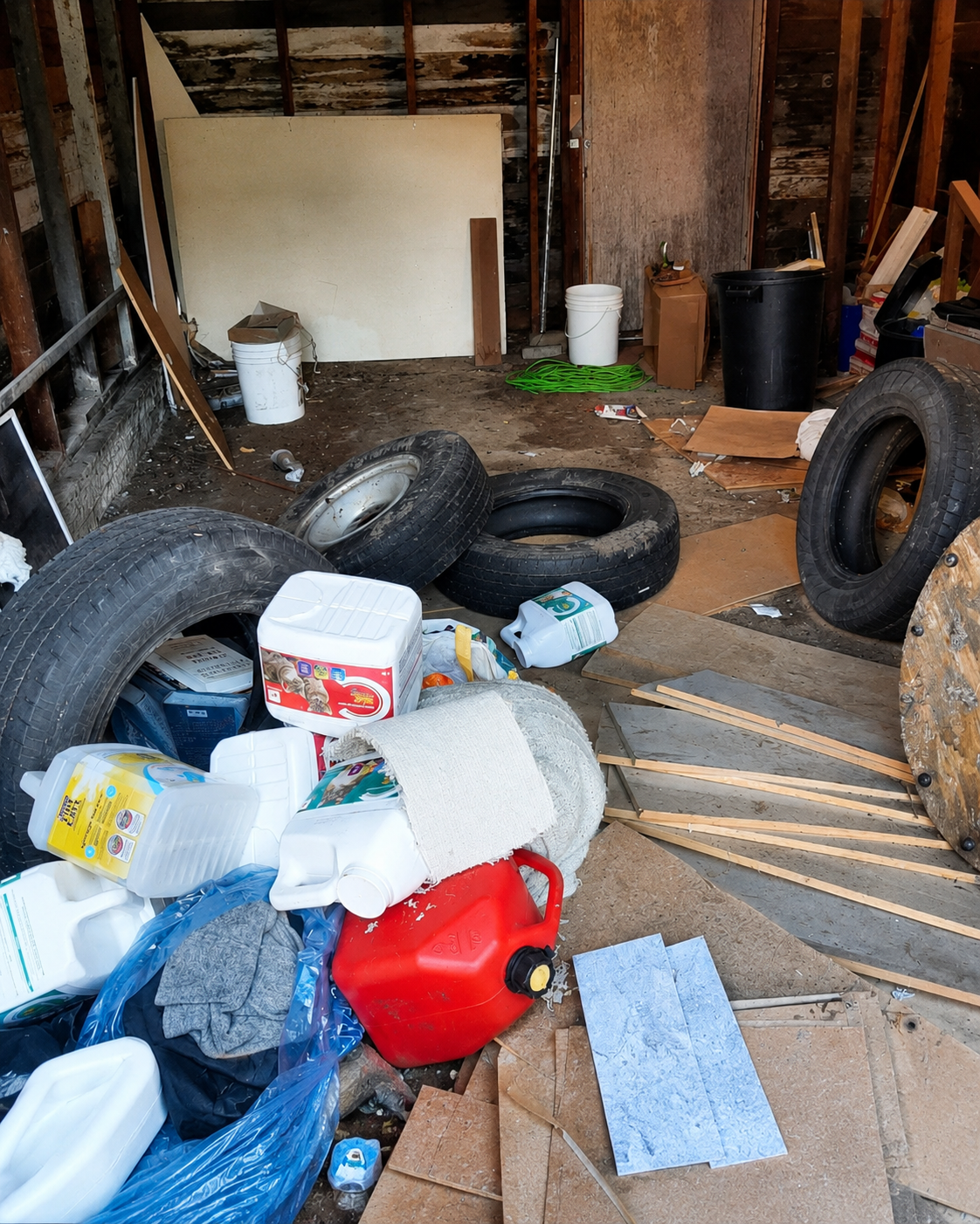 Garage before junk removal
